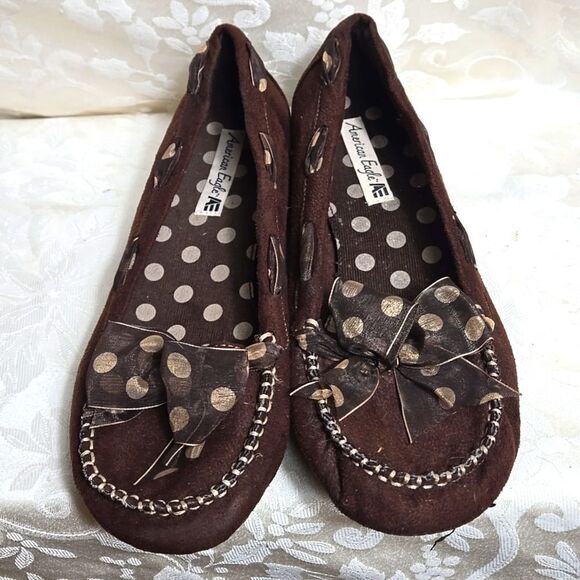 American Eagle Outfitters Brown Moccasin Bow Shoes - Picture 2 of 7